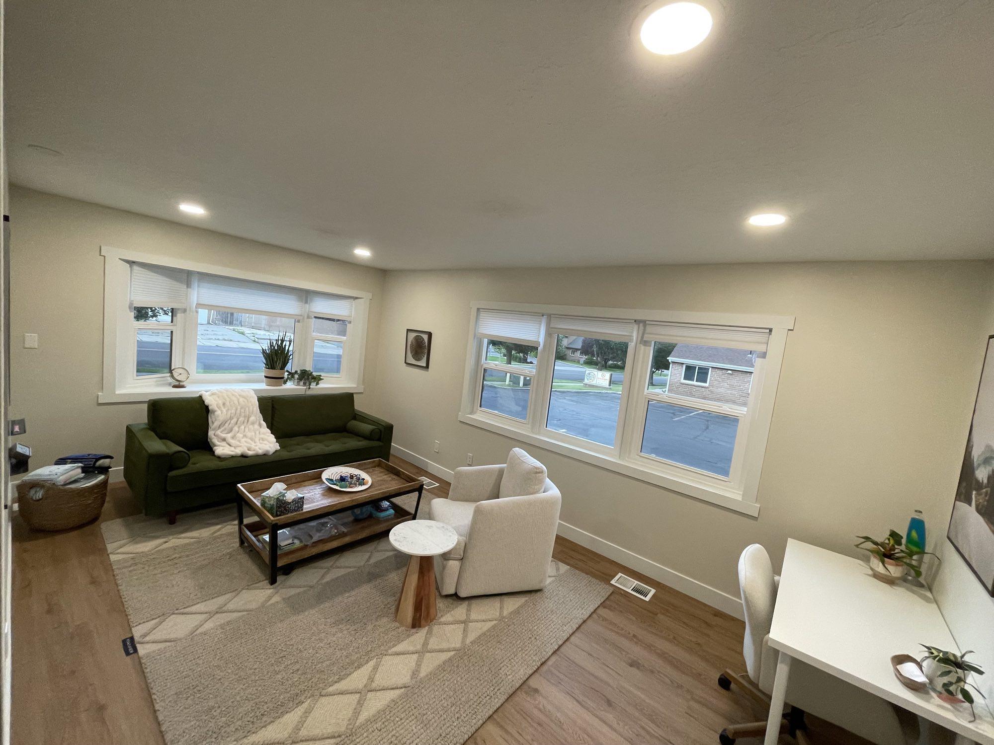 A bright therapy room at Traverse Family Therapy